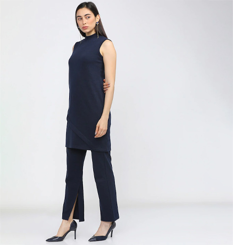 Navy Blue High Neck Tunic